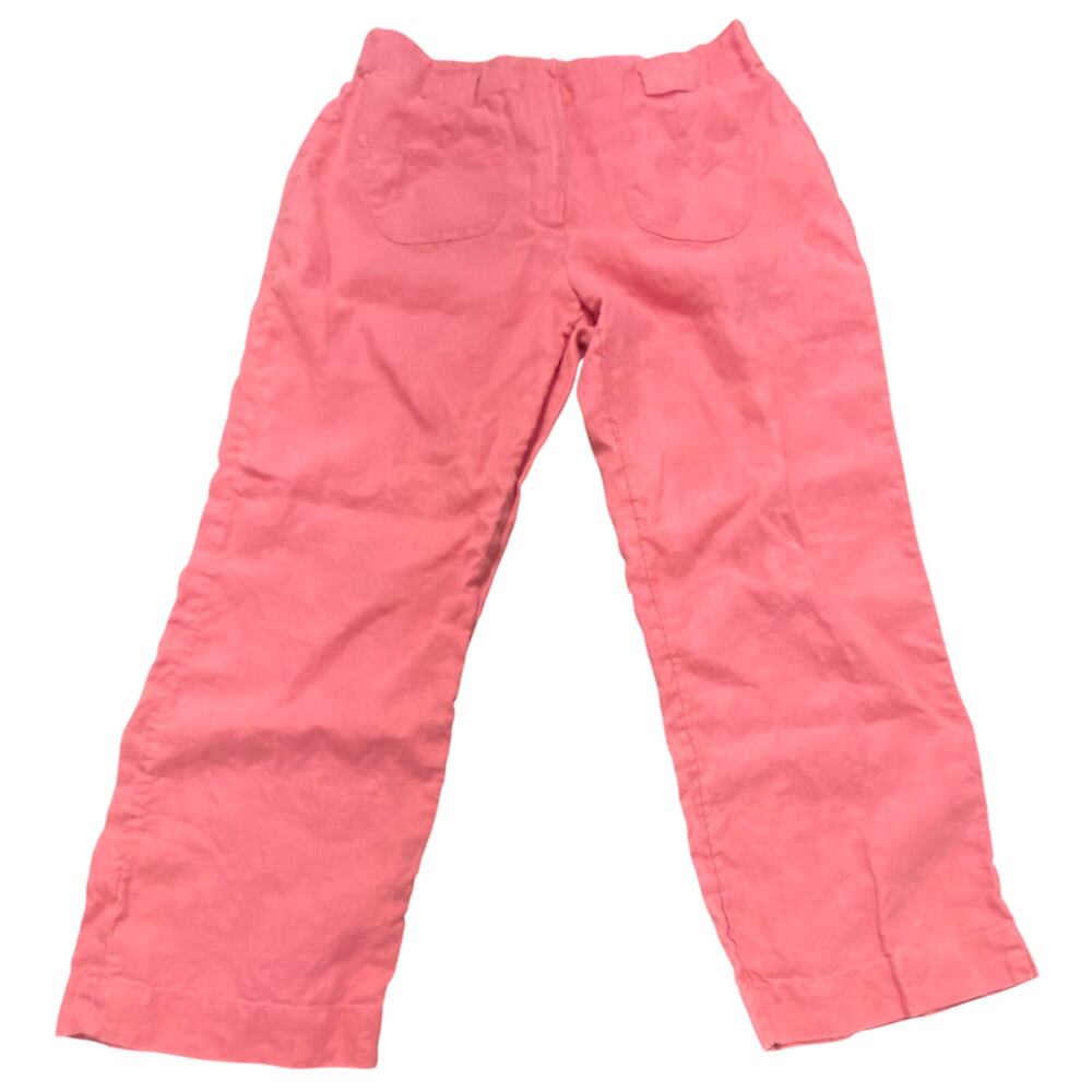 J. Jill Pink Linen Crop Pants Women’s Sz 6 Relaxed Straight Leg Coastal Grandma